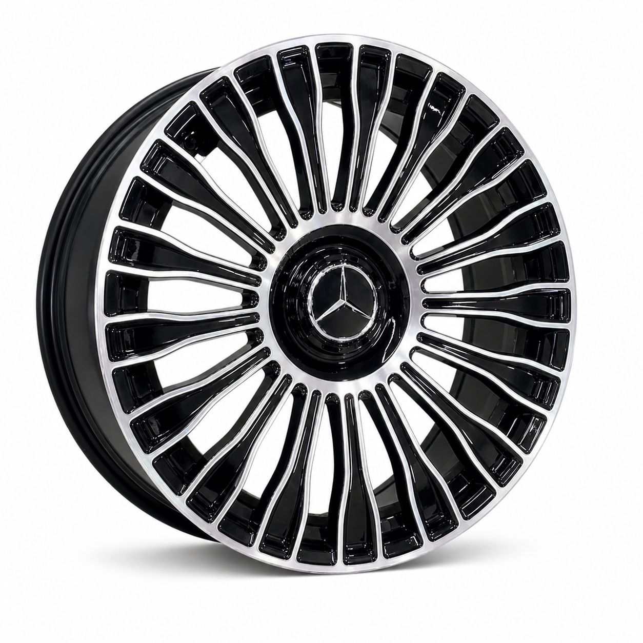 Suits Mercedes Benz C E S Class GLC GLE Maybach — AMG Multi-Spoke Style 20" Staggered Gloss Black Wheels | 5x112