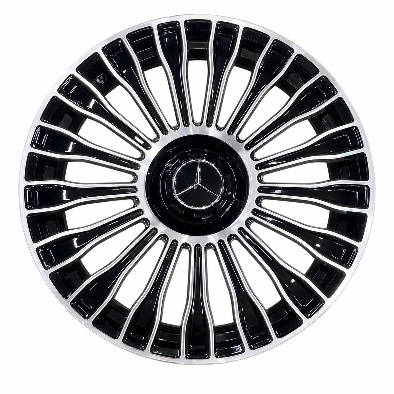 Suits Mercedes Benz C E S Class GLC GLE Maybach — AMG Multi-Spoke Style 20" Staggered Gloss Black Wheels | 5x112