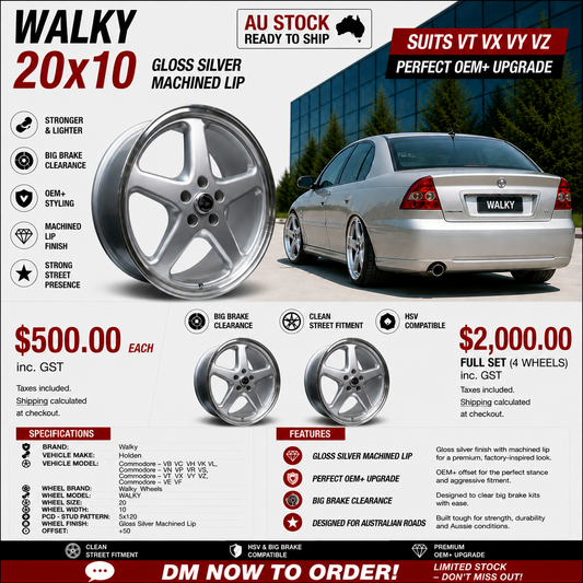 WALKY 20x10 - GLOSS SILVER MACHINED LIP (1pc)
