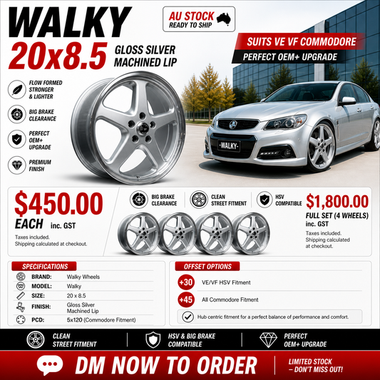 WALKY 20x8.5 - GLOSS SILVER MACHINED LIP (1PC)