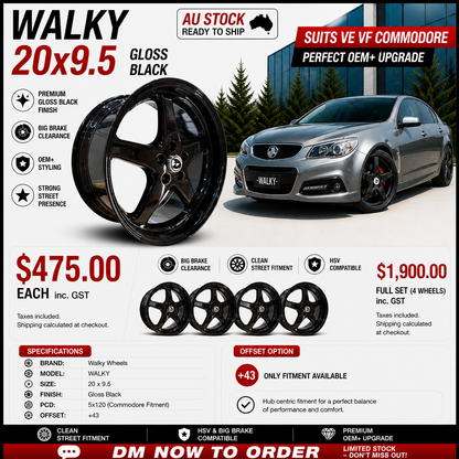 WALKY 20x9.5 - GLOSS BLACK (1pc)