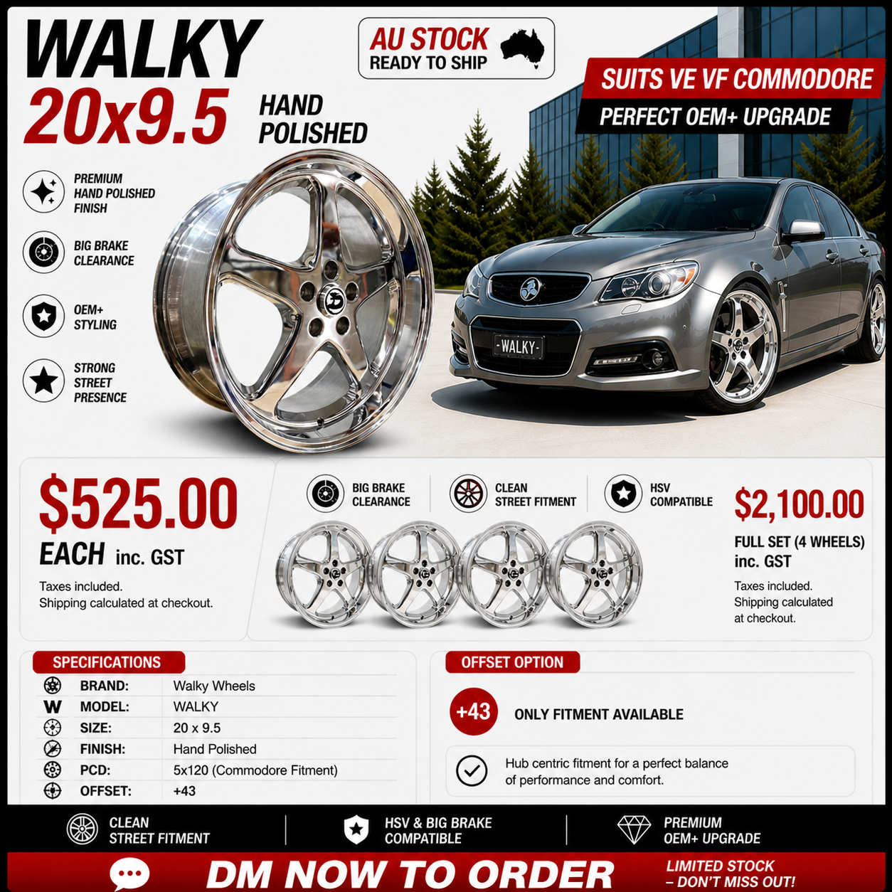 WALKY 20x9.5 - HAND POLISHED (1PC)