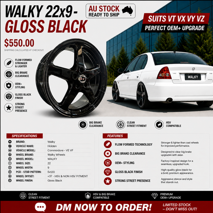 WALKY 22x9 - GLOSS BLACK (1pc)