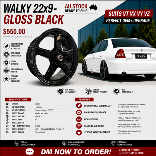 WALKY 22x9 - GLOSS BLACK (1pc)