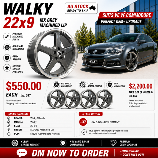 WALKY 22x9 - MX GREY MACHINED LIP (1pc)
