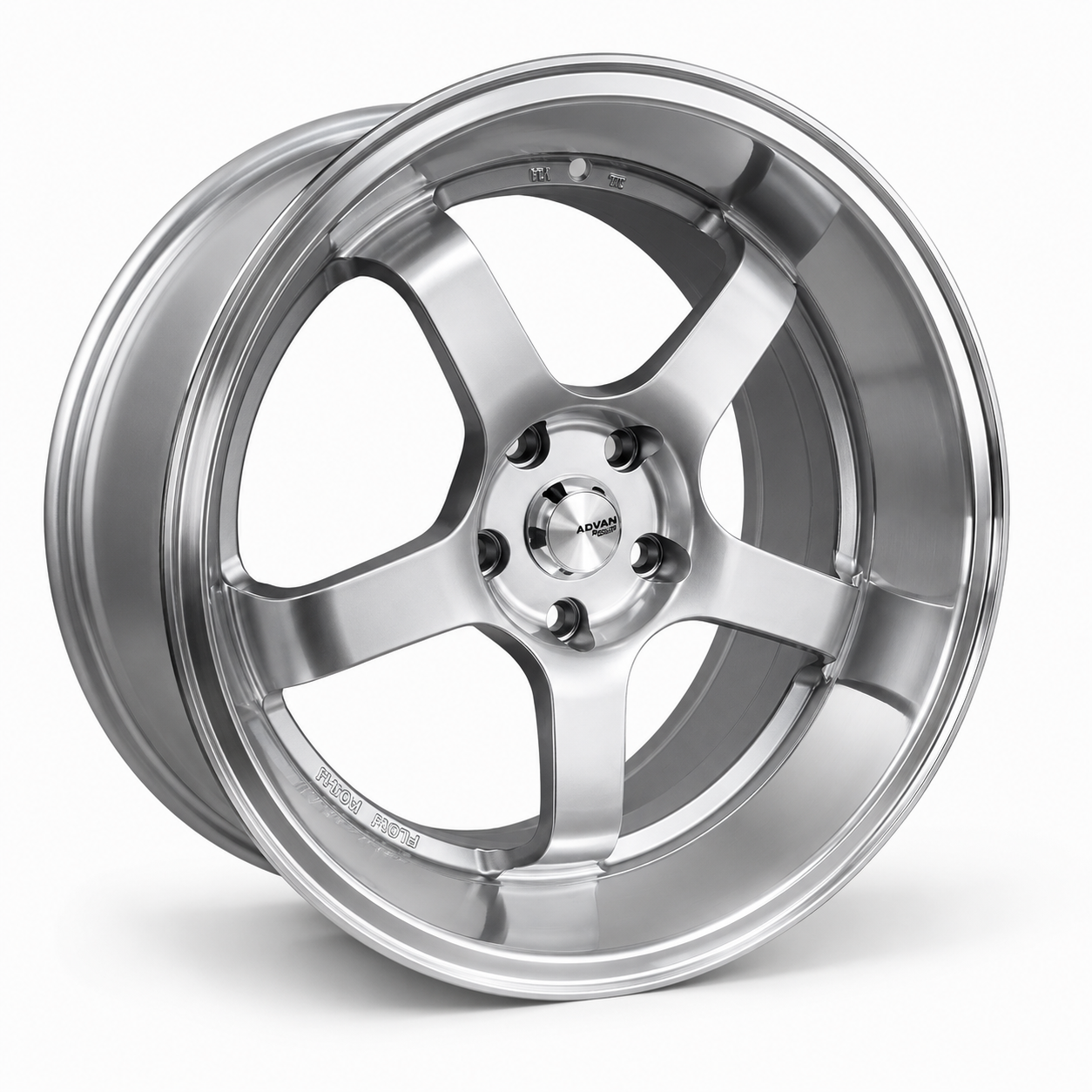 ADVAN GT 18 inch staggered silver wheel angled view