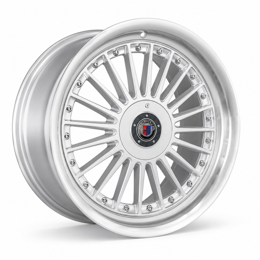 BMW Alpina AS25 Style silver wheel angled view