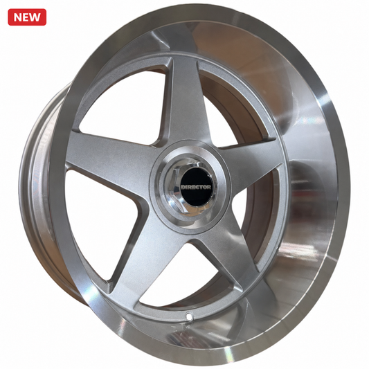 NEW Director Star 20x10 Flowform Silver Machined Lip wheel