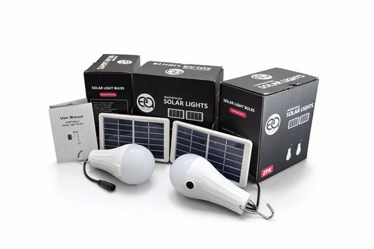 EA Solar Lights 2 Pack with solar panels and packaging