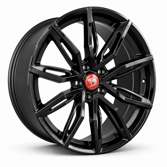 GEN F2 22x9 Gloss Black wheel angled view