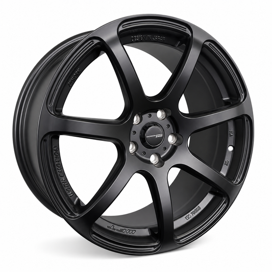 JDM Work AS27 style black wheel rim angled view