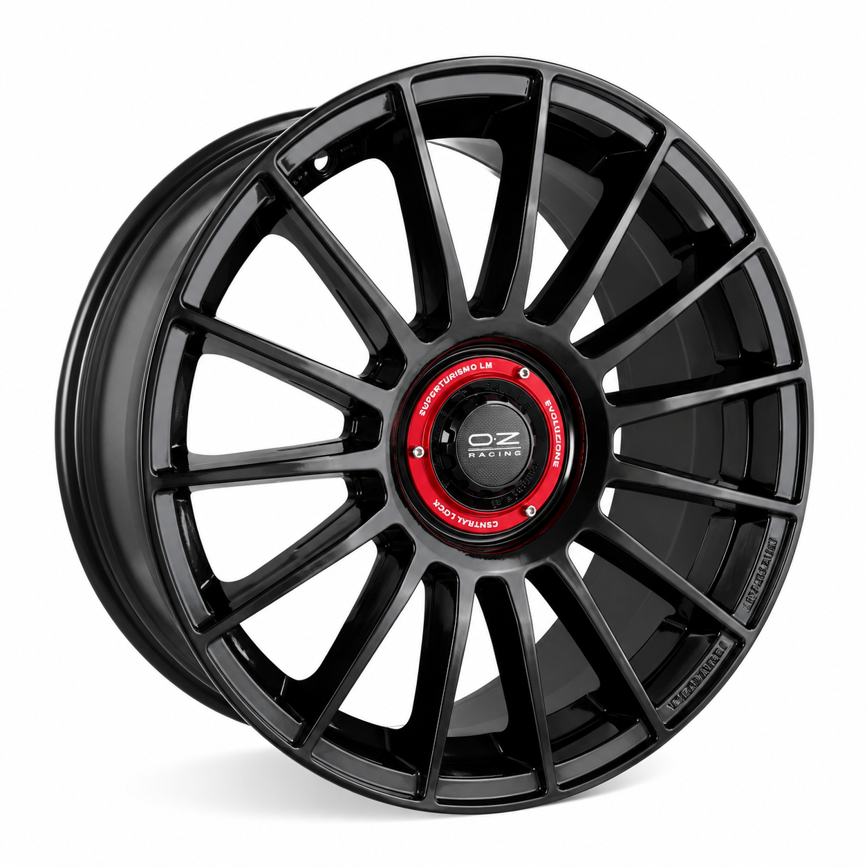 18x8 Super Turismo FF57 style black wheel rim angled view