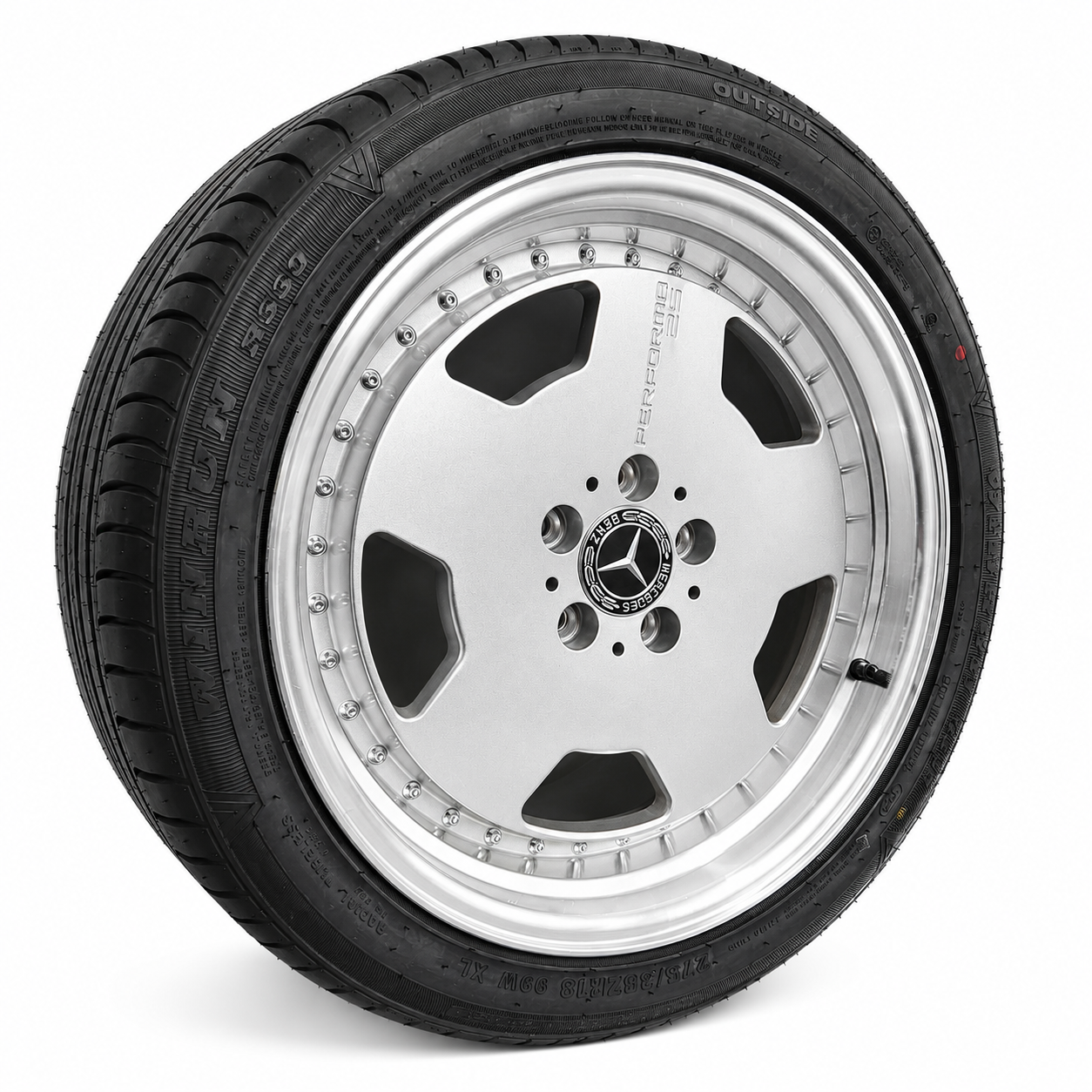 18 inch Mercedes AMG Aero style silver wheel and tyre package