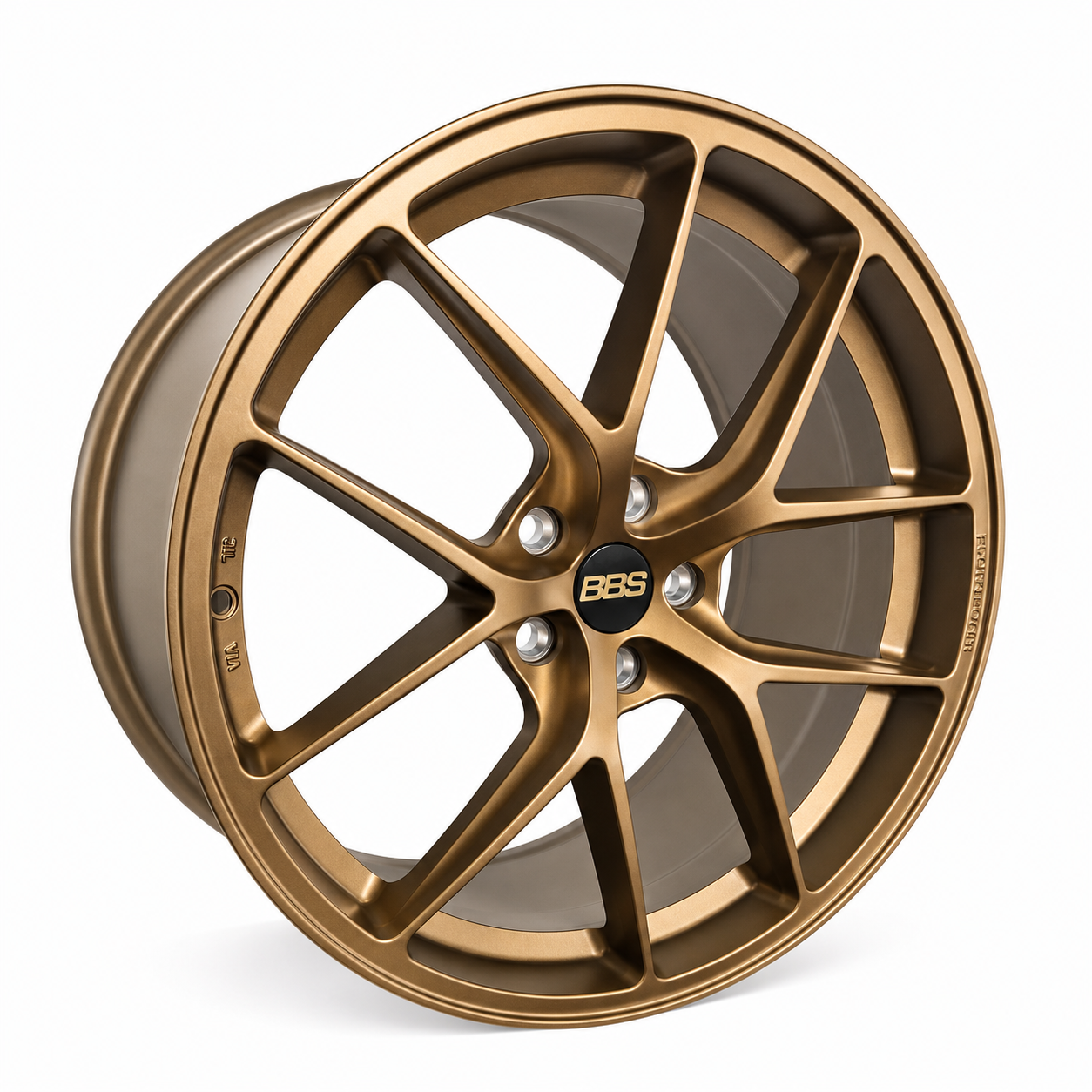 BBS style wheel rim in bronze angled view