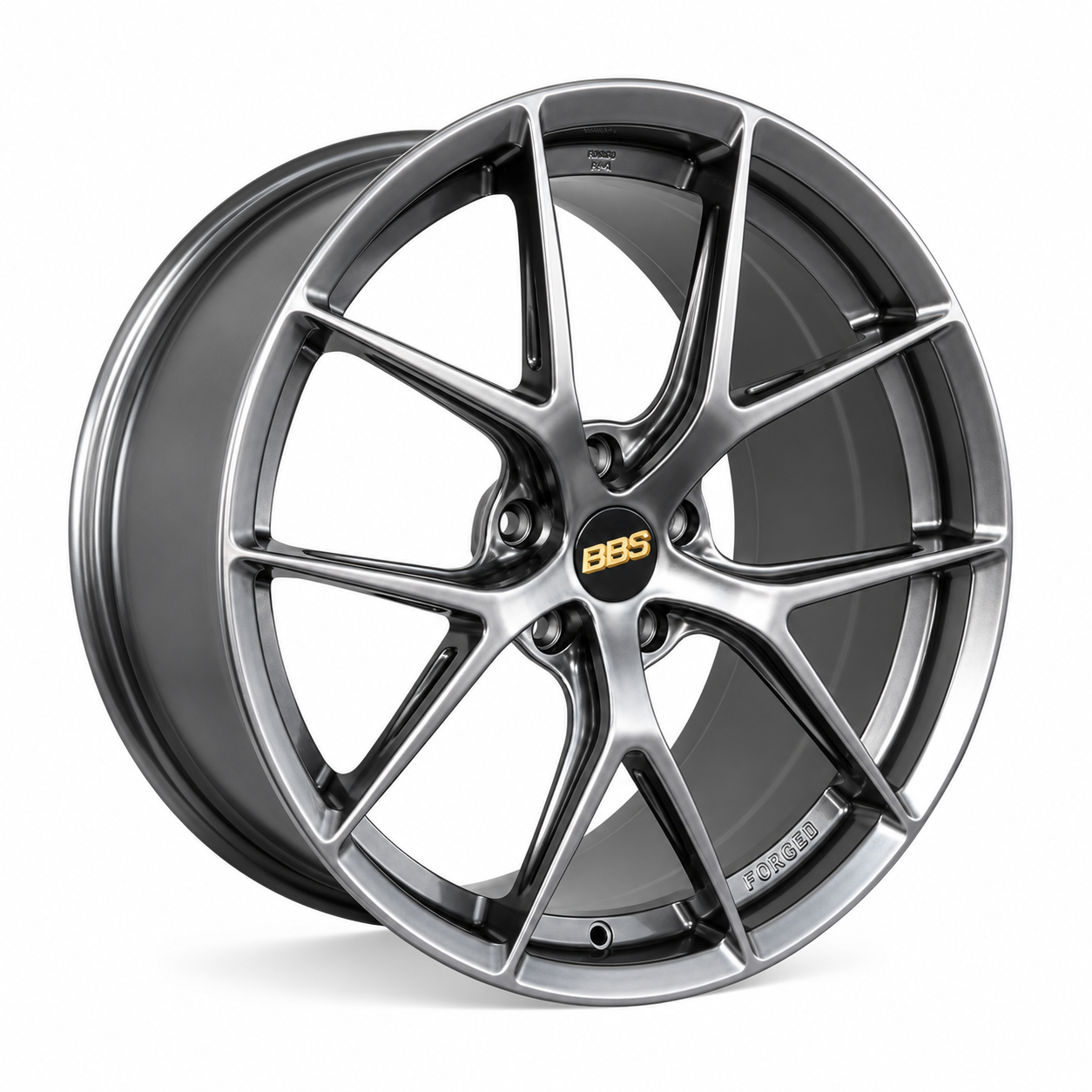 BBS style wheel rim in grey angled view