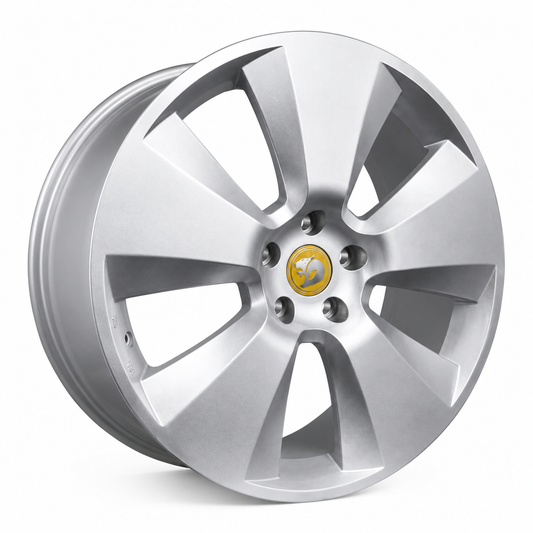 Holden Signature style silver wheel rim angled view