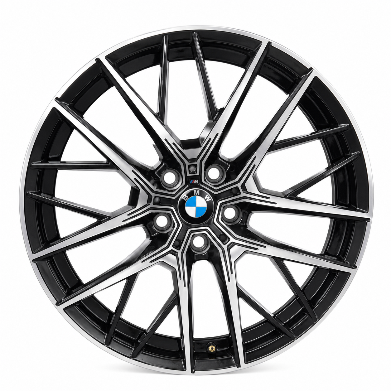 19 inch BMW RF11 style black machine face wheel rim front view
