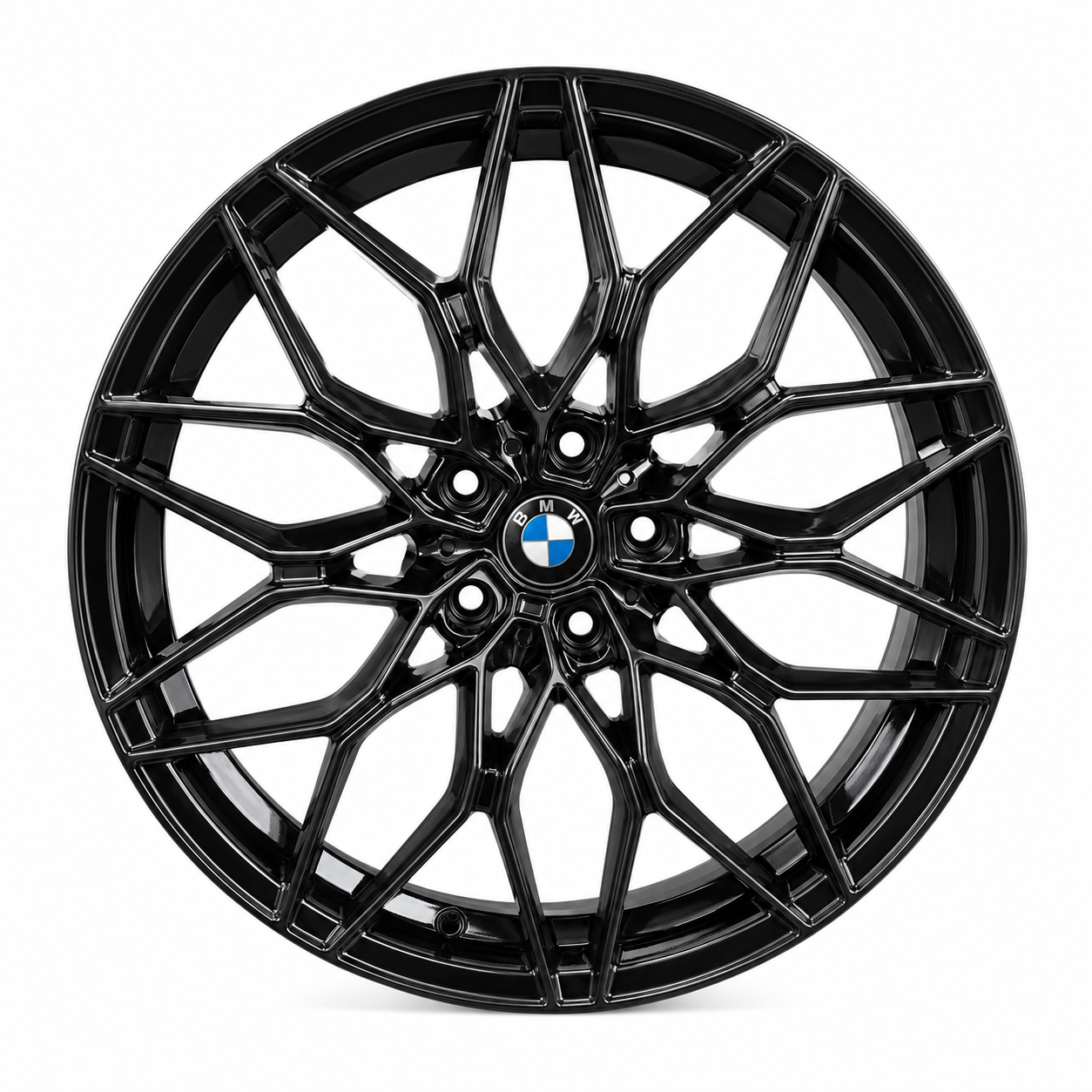19 inch BMW FF59 style gloss black wheel rim front view
