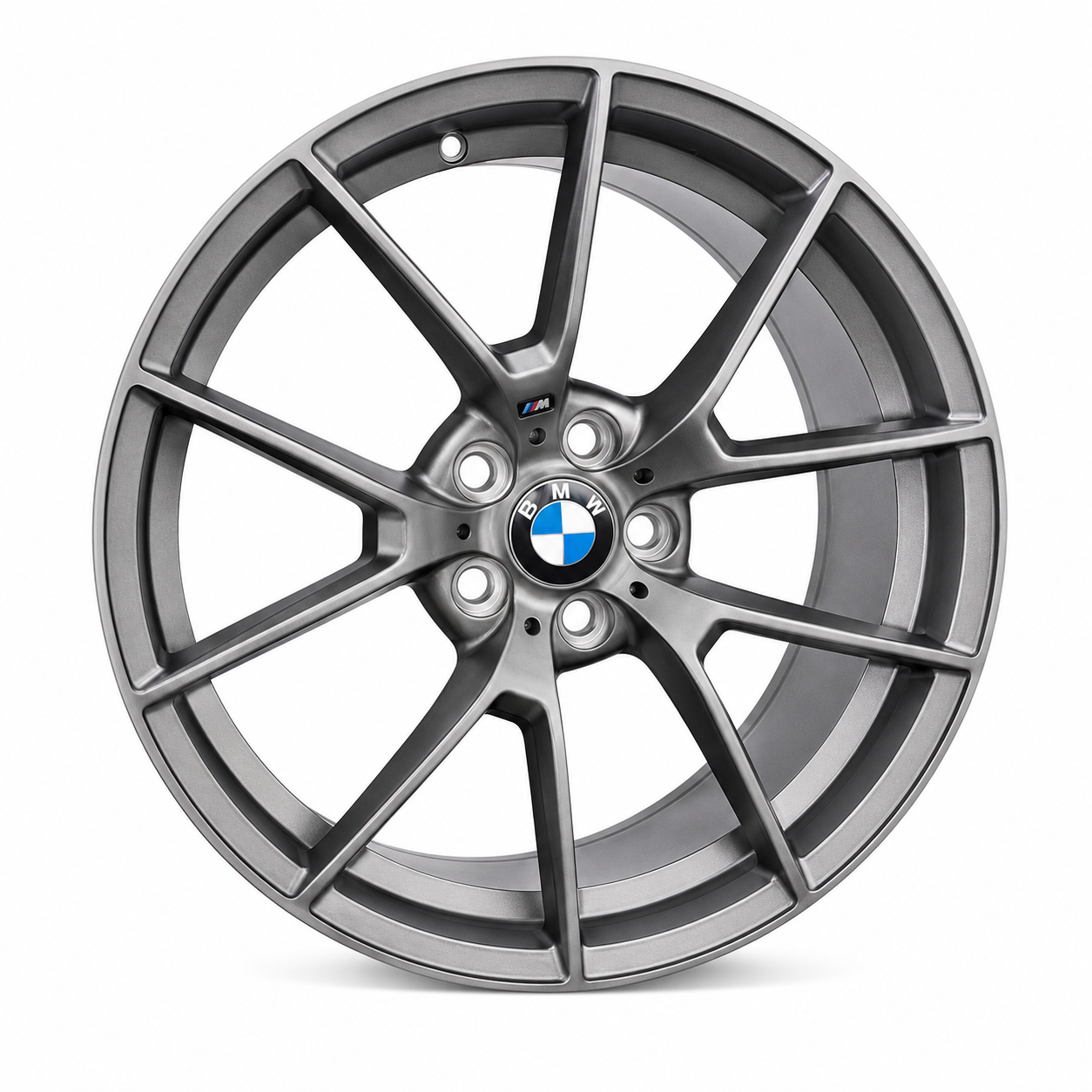 BMW M3 Competition style satin grey wheel rim front view