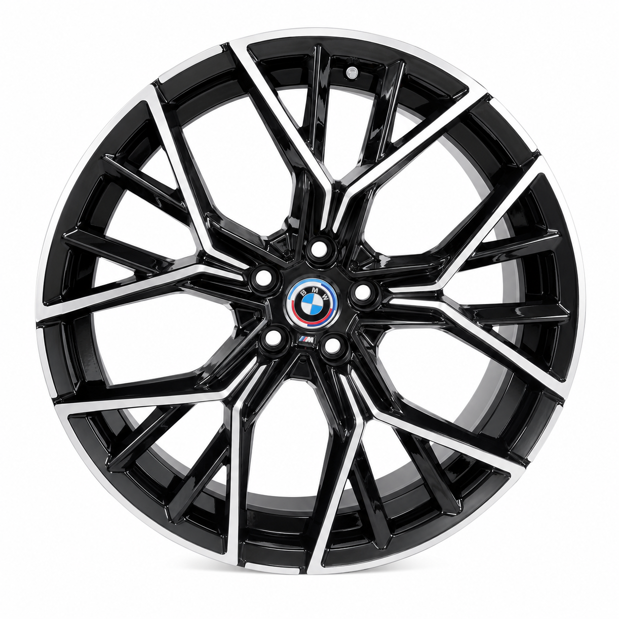 20 inch BMW M8 style black machine face wheel rim front view