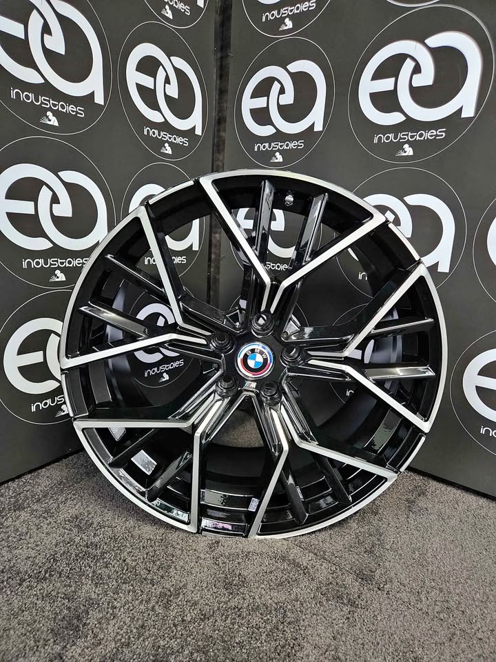 20 inch BMW M8 style black machine face wheel rim showroom view