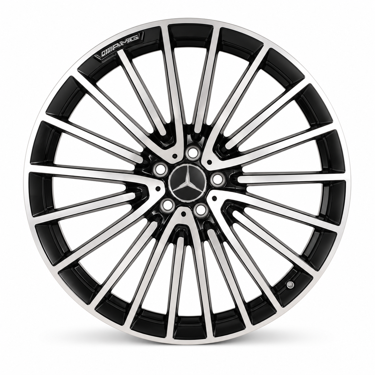 20 inch Mercedes MC style black machine face wheel rim front view