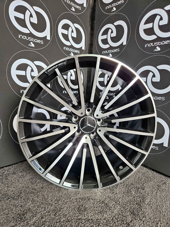 20 inch Mercedes MC style black machine face wheel rim showroom view