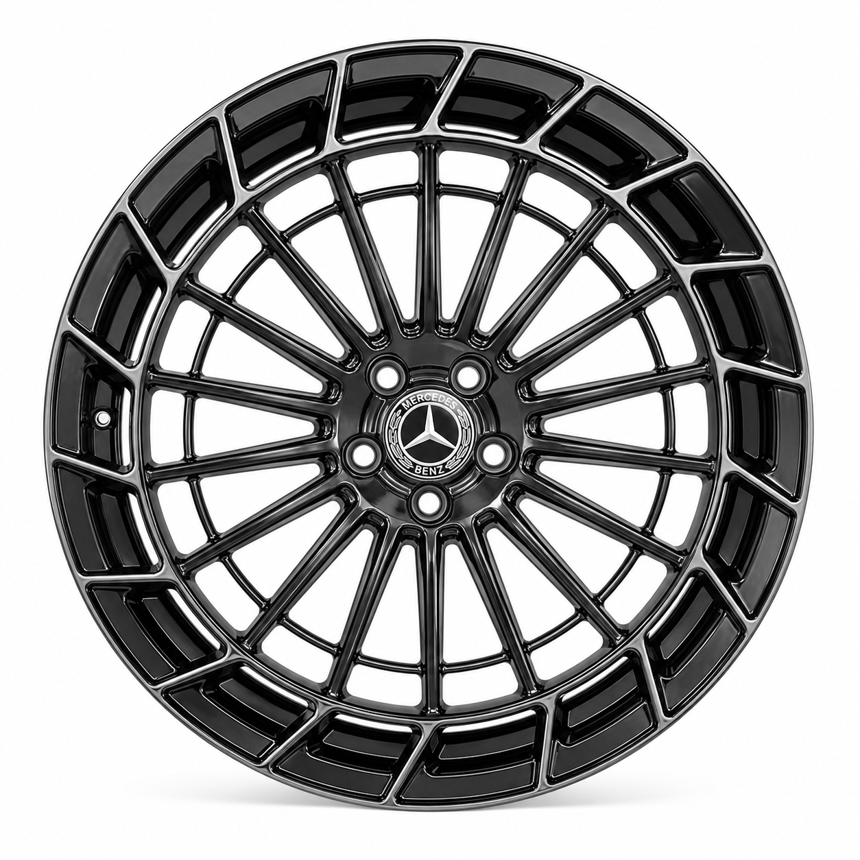 Mercedes Maybach style gloss black multi-spoke wheel rim front view